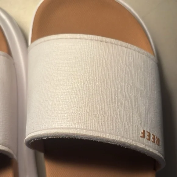 Reef White and Tan Slide Sandals - Picture 5 of 6